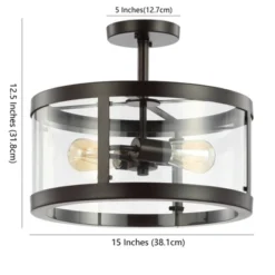 15" Iron And Glass Herndon Modern LED Flush Mount - Jonathan Y -Furniture store GUEST 013ebfd4 27ac 476a a7c2 b4f15745c2f5