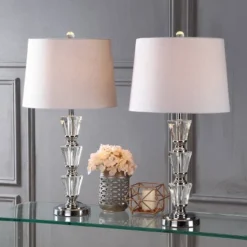 27" (Set Of 2) Layla Crystal Table Lamp (Includes LED Light Bulb) Clear - JONATHAN Y