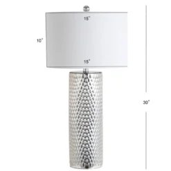 30" Glass Isabella Table Lamp (Includes LED Light Bulb) Silver - JONATHAN Y: Studded Cylindrical Base, Linen Shade, UL Listed 6 30" Glass Isabella Table Lamp (Includes LED Light Bulb) Silver - JONATHAN Y: Studded Cylindrical Base, Linen Shade, UL Listed -Furniture store GUEST 029eee1a 30f8 415d 9ccc 4651fdb90caa