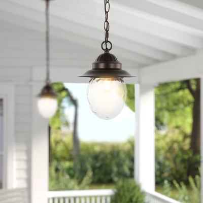 8.25" 1-Light Manteo Farmhouse Industrial Iron/Glass Outdoor LED Pendant Oil Rubbed Bronze/Clear - JONATHAN Y 3 8.25" 1-Light Manteo Farmhouse Industrial Iron/Glass Outdoor LED Pendant Oil Rubbed Bronze/Clear - JONATHAN Y - Image 3