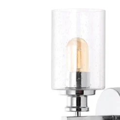 16.5" LED 2-Light Jules Edison Cylinder Iron/Seeded Glass Contemporary Wall Sconce Chrome - JONATHAN Y: Modern Vanity Lighting For Bathroom -Furniture store GUEST 0513361a 717c 47d0 a685 dd6664d12a2a