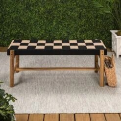 JONATHAN Y Denis 48" 2-Seat Backless 700-Lbs Support Acacia Wood Outdoor Bench With Checkerboard Woven Rope Seat 12 JONATHAN Y Denis 48" 2-Seat Backless 700-Lbs Support Acacia Wood Outdoor Bench With Checkerboard Woven Rope Seat -Furniture store GUEST 058d877a c72d 49cf 8be4 9b16d60a80bc