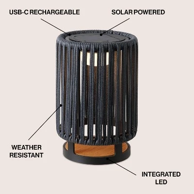 JONATHAN Y Sawara Modern Minimalist Faux Rattan Integrated Indoor/Outdoor LED Solar Powered Lantern 2 JONATHAN Y Sawara Modern Minimalist Faux Rattan Integrated Indoor/Outdoor LED Solar Powered Lantern - Image 2