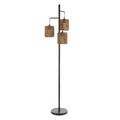 JONATHAN Y Isla 70.75" 3-Light Mid-Century Bohemian Floor Lamp: Rattan Shades, UL Listed, Push Button Switch -Furniture store GUEST 0984fcd9 8486 4369 b0e2 d8822a993f8d
