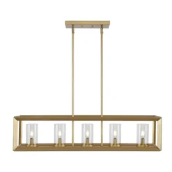 LED 5-Light Metal/Glass Anna Linear Pendant - JONATHAN Y -Furniture store GUEST 0a7f92c6 e023 4d44 88bd 9863f576b05c