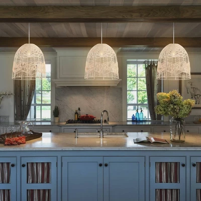 17.5" 1-Light Sofia Farmhouse Coastal Rattan LED Pendant Brown - JONATHAN Y 8 17.5" 1-Light Sofia Farmhouse Coastal Rattan LED Pendant Brown - JONATHAN Y - Image 8