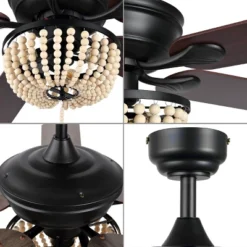 52" Erin LED Ceiling Fan With Wood Beads & Remote, Reversible Blades - JONATHAN Y -Furniture store GUEST 0b24a6ff 91e5 4118 94fb 8af1deae63d3