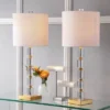 (Set Of 2) 28.5" Crystal Claire Table Lamps (Includes LED Light Bulb) Clear/Brass - JONATHAN Y