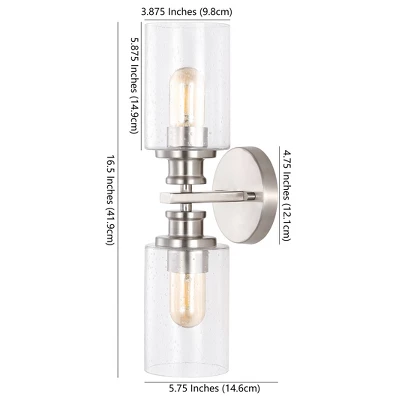 JONATHAN Y Jules Edison Cylinder 2-Light Iron/Seeded Glass Farmhouse Contemporary LED Wall Sconce 2 JONATHAN Y Jules Edison Cylinder 2-Light Iron/Seeded Glass Farmhouse Contemporary LED Wall Sconce - Image 2