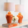 (Set Of 2) 27.25" Winnie Ceramic Urn Table Lamp (Includes LED Light Bulb) Orange - JONATHAN Y: Modern Acrylic Base, Linen Shade