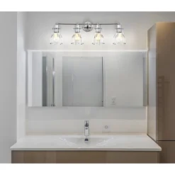 29.5" Metal Evelyn Vanity Wall Light Chrome - JONATHAN Y: ETL Listed, 4-Light Bathroom Fixture -Furniture store GUEST 0f962267 9003 45a7 9012 807d1d0d29c1