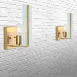 (Set Of 2) 5.5" 1-Light Mila Modern Coastal Iron/Glass LED Sconce Brass Gold - JONATHAN Y: Art Deco, Eco-Friendly LED, UL Listed -Furniture store GUEST 101bfc16 7103 44c8 879d c7d27ec8d1ee