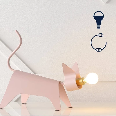 11.75" Penelope Modern Industrial Iron Feline Kids' Lamp (Includes LED Light Bulb) Pink - JONATHAN Y 2 11.75" Penelope Modern Industrial Iron Feline Kids' Lamp (Includes LED Light Bulb) Pink - JONATHAN Y - Image 2