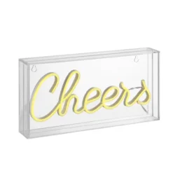 11.8" Cheers Contemporary Glam Acrylic Box Pendant: USB Powered, Wall Mountable - JONATHAN Y