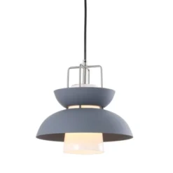 11" Metal Paul Farmhouse Pendant (Includes Energy Efficient Light Bulb) Gray - JONATHAN Y