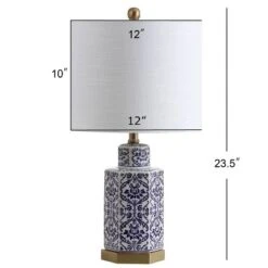 23.5" Ceramic/Metal Diana Ginger Jar Table Lamp (Includes LED Light Bulb) Blue - JONATHAN Y -Furniture store GUEST 11422896 7ac2 4272 8254 43a444a7a071