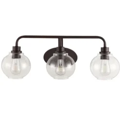 JONATHAN Y Sandrine 3-Light Iron/Seeded Glass Cottage Rustic LED Vanity Light -Furniture store GUEST 121f2108 bd86 4a6f 8fca 98dc1504b9d6