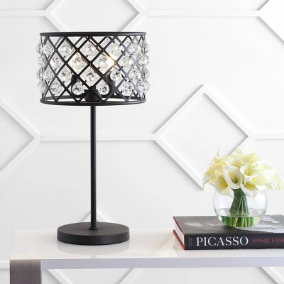22.5" Metal/Crystal Gabrielle Table Lamp (Includes LED Light Bulb) Black - JONATHAN Y 1 22.5" Metal/Crystal Gabrielle Table Lamp (Includes LED Light Bulb) Black - JONATHAN Y