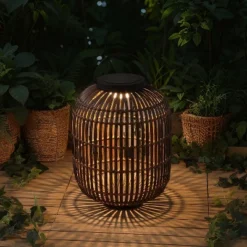 JONATHAN Y Nara Modern Global Faux Rattan Integrated Indoor/Outdoor LED Solar Powered Lantern -Furniture store GUEST 1333d708 74f9 4a08 b05d 005c7a26a4e8