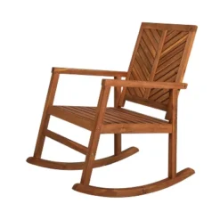 Ned Modern Chevron-Back Acacia Wood Patio Outdoor Rocking Chair - JONATHAN Y -Furniture store GUEST 1484d70e cd4c 4d19 b369 a8fc50d271ea