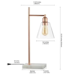 22.25" Metal And Marble Lorena Modern Glam Table Lamp (Includes LED Light Bulb) Copper - Jonathan Y -Furniture store GUEST 14d13b6f c67b 4b99 9bd6 b11c71baa620