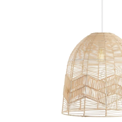17.5" 1-Light Sofia Farmhouse Coastal Rattan LED Pendant Brown - JONATHAN Y 4 17.5" 1-Light Sofia Farmhouse Coastal Rattan LED Pendant Brown - JONATHAN Y - Image 4