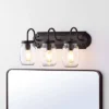 19.3" LED 3-Light Gaines Industrial Iron Mason Jar Wall Sconce Oil Rubbed Bronze/Clear - JONATHAN Y: UL Listed, Eco-Friendly
