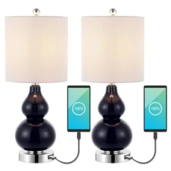 (Set Of 2) 22" Cora Classic Vintage Glass LED Table Lamp With USB Charging Port (Includes LED Light Bulb) - JONATHAN Y 19 (Set Of 2) 22" Cora Classic Vintage Glass LED Table Lamp With USB Charging Port (Includes LED Light Bulb) - JONATHAN Y -Furniture store GUEST 1765fe0e 5e0d 40be 9b5b 94391ee90d75