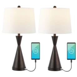 (Set Of 2) 26" Colton Classic French Country Iron LED Table Lamp With USB Charging Port (Includes LED Light Bulb) - JONATHAN Y -Furniture store GUEST 17c3dfa8 6961 47db 96df 585baf96f0f2