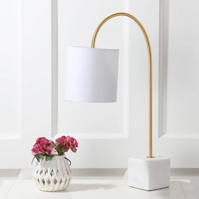25" Marble Fisher Table Lamp (Includes LED Light Bulb) White/Brass - Jonathan Y 2 25" Marble Fisher Table Lamp (Includes LED Light Bulb) White/Brass - Jonathan Y - Image 2