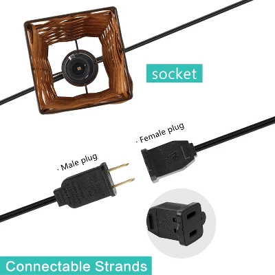 JONATHAN Y Quinn 10' 10-Light Incandescent G40 SQ Bamboo Shaded String Lights: UL Listed, Indoor/Outdoor Use 2 JONATHAN Y Quinn 10' 10-Light Incandescent G40 SQ Bamboo Shaded String Lights: UL Listed, Indoor/Outdoor Use - Image 2