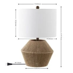 JONATHAN Y 21.75" Alma Coastal Rustic Iron/Rope Table Lamp (Includes LED Light Bulb) Brown : Linen Shade -Furniture store GUEST 19ef5ccc 84a7 4ced b968 8b2f9d40b4b0