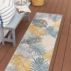 JONATHAN Y Calypso Coastal Casual Palm Frond Reversible Machine-Washable Indoor/Outdoor Area Rug -Furniture store GUEST 1a4c646d e1c4 400f bd95 a03c87e04c9a