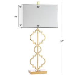 32" Iron Selina Ogee Trellis Modern USB Table Lamp (Includes LED Light Bulb) Gold - Jonathan Y -Furniture store GUEST 1b2cdc5c c58f 4dae aa49 0309c84bd330