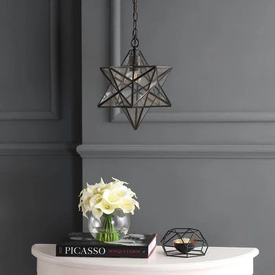 12" Stella Moravian Star Metal/Clear Glass LED Pendant - Jonathan Y 2 12" Stella Moravian Star Metal/Clear Glass LED Pendant - Jonathan Y - Image 2