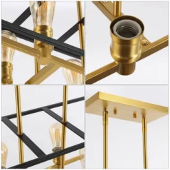 35" 8-Light Liane Farmhouse Industrial Iron Linear LED Pendant Black/Brass Gold - JONATHAN Y 18 35" 8-Light Liane Farmhouse Industrial Iron Linear LED Pendant Black/Brass Gold - JONATHAN Y -Furniture store GUEST 1c5eeff6 cc6d 4117 8e4b 35a867c2959d