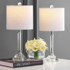 19.5" Crystal/Metal Table Lamp (Includes LED Light Bulb) Clear - Jonathan Y