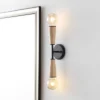 5.13" 2-Light Katia Modern Iron/Wood Double Sided Hourglass LED Sconce - JONATHAN Y: Wall Mounted Lighting Fixture