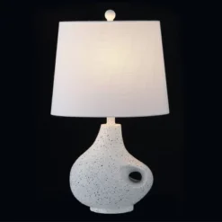 24" Charlotte Minimalist Designer Iron/Resin Oval Shade Table Lamp (Includes LED Light Bulb) White Terrazzo - JONATHAN Y -Furniture store GUEST 1f55e77e c13b 4222 be24 eadab12e181f