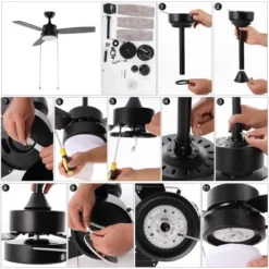 JONATHAN Y Blair 42" 1-Light 3-Speed Iron Adjustable Integrated LED Ceiling Fan With Pull Chains: Plywood Blades, Reversible Motor -Furniture store GUEST 204cd4c5 9c05 49b8 a49b c085007b69c8