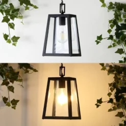 6.75" 1-Light Glendale Farmhouse Industrial Iron/Glass Outdoor LED Pendant Black/Clear - JONATHAN Y -Furniture store GUEST 2194f7bd bdd4 471c 88f9 c02fbb00c5ea