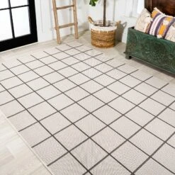 Grid Modern Squares Indoor/Outdoor Area Rug - JONATHAN Y -Furniture store GUEST 21e2e804 f8fc 4d81 89a2 ecdf2114492c