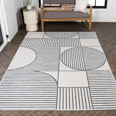 JONATHAN Y Arielle Mid-Century Modern Geometric Lines Reversible Machine-Washable Indoor/Outdoor Area Rug 9 JONATHAN Y Arielle Mid-Century Modern Geometric Lines Reversible Machine-Washable Indoor/Outdoor Area Rug - Image 9