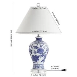21.5" Ceramic And Crystal Song Chinoiserie Floral Table Lamp (Includes LED Light Bulb) Blue And White - Jonathan Y 5 21.5" Ceramic And Crystal Song Chinoiserie Floral Table Lamp (Includes LED Light Bulb) Blue And White - Jonathan Y -Furniture store GUEST 23d11e0a 824d 4926 866c 67085688a76b