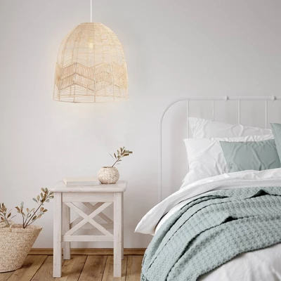 17.5" 1-Light Sofia Farmhouse Coastal Rattan LED Pendant Brown - JONATHAN Y 9 17.5" 1-Light Sofia Farmhouse Coastal Rattan LED Pendant Brown - JONATHAN Y - Image 9