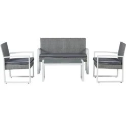 Elina 4-Piece Modern Coastal Faux Wicker Conversation Outdoor Patio Set - JONATHAN Y -Furniture store GUEST 24b71792 faa5 4fb7 b713 0e06811c0ec3