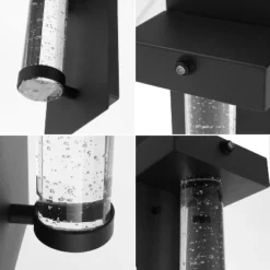 JONATHAN Y 5.5" 1-Light Horizone Minimalist Iron Seeded Glass With Dusk-to-Dawn Sensor Outdoor Sconce Black: ETL Listed, Integrated LED -Furniture store GUEST 24e158e1 5ff0 4b27 8280 fdc216aef72b