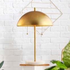 20.7" Metal Dome Table Lamp With Marble Base (Includes LED Light Bulb) Gold/White - Jonathan Y -Furniture store GUEST 26d054b1 16fd 4564 970f 53fad65b81d9