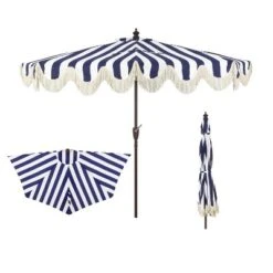 JONATHAN Y Beverly 9 Ft. Designer Classic Scalloped Fringe Half Market Patio Umbrella With Crank, Push Button Tilt And UV Protection -Furniture store GUEST 2708087b 3255 425e 9cb3 9d58acb1a270