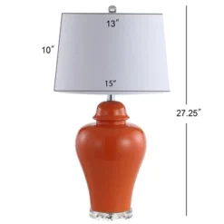 (Set Of 2) 27.25" Winnie Ceramic Urn Table Lamp (Includes LED Light Bulb) Orange - JONATHAN Y: Modern Acrylic Base, Linen Shade -Furniture store GUEST 27c58bee c1ec 4976 b674 2c5f3c6eb628